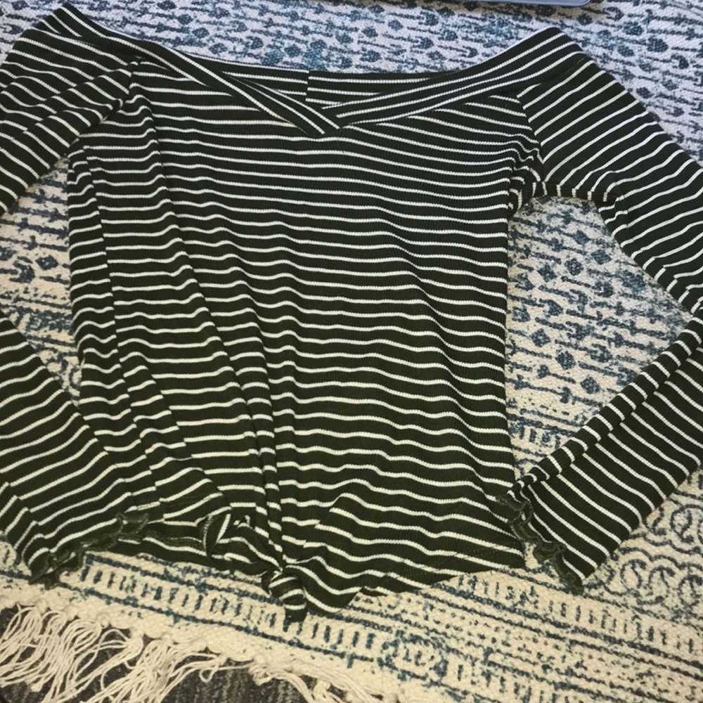 Off the shoulder green top!